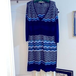 Knit Sweater Dress/blue/silver lurex weave